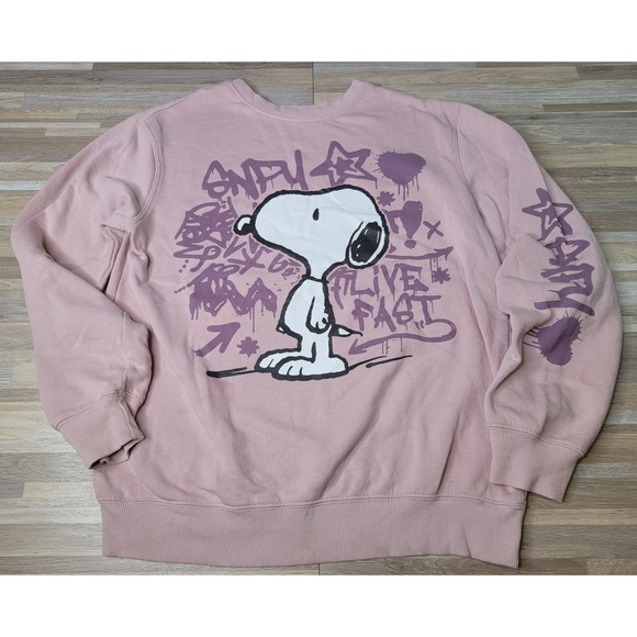 Joyspun Tops - Juniors Snoopy Sweatshirt Live Fast Graphic Print Pink Pullover Top Medium‎